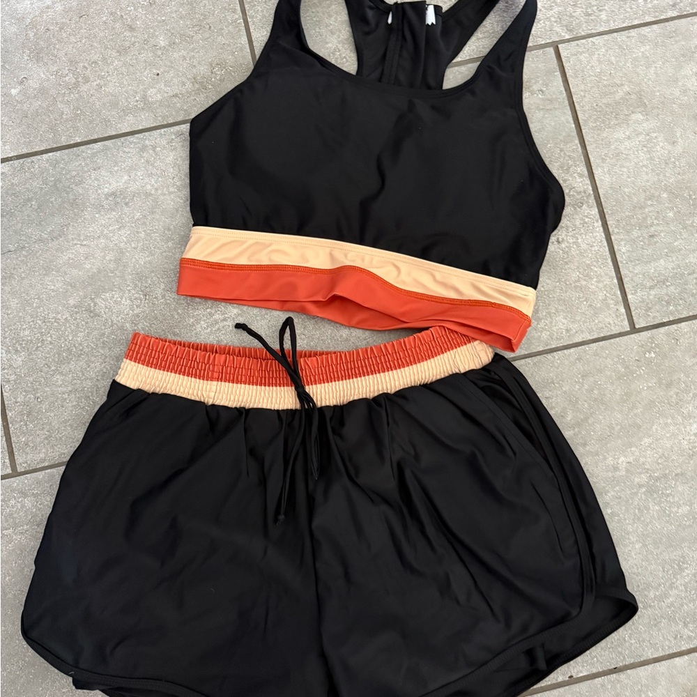 Black and Orange Women's Bikini Set